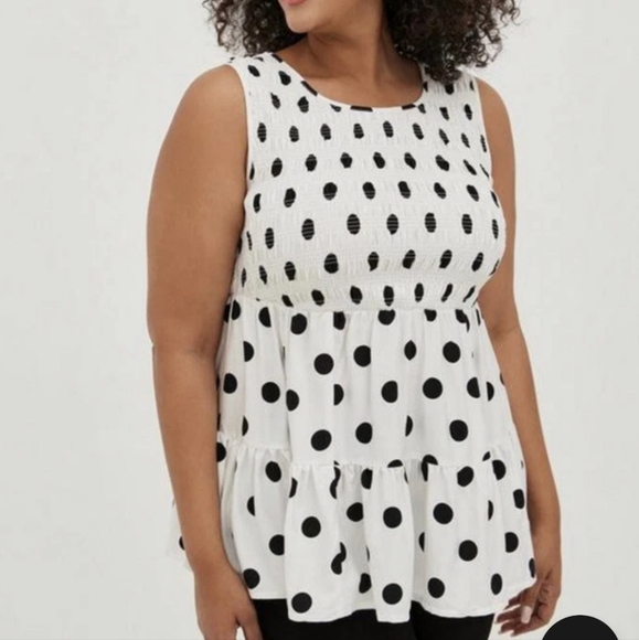 Torrid Tiered Tank Top White Black - Picture 1 of 3